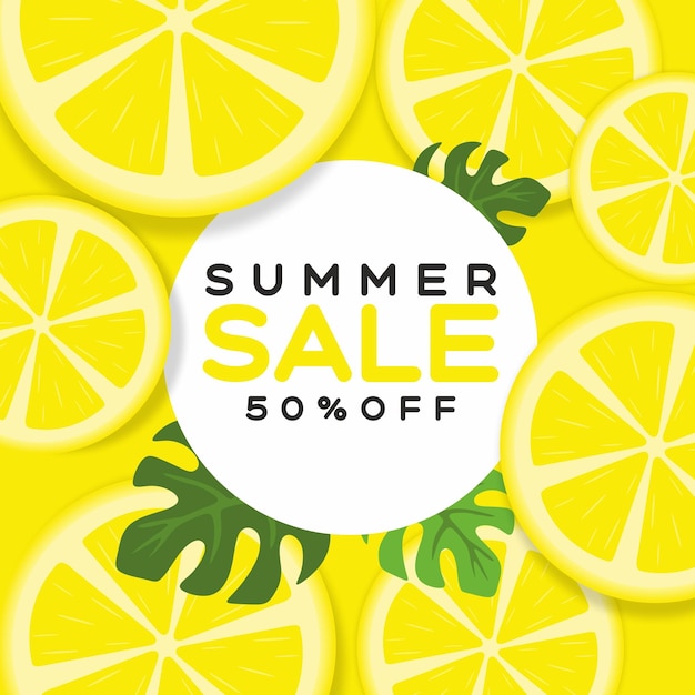 Summer Sale Banner mit Zitronenmuster