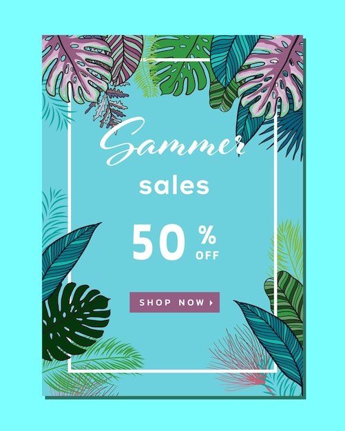 Summer sale hintergrundlayout für bannerwallpaperflyers einladungsplakate broschüre gutschein discountvector illustration vorlage