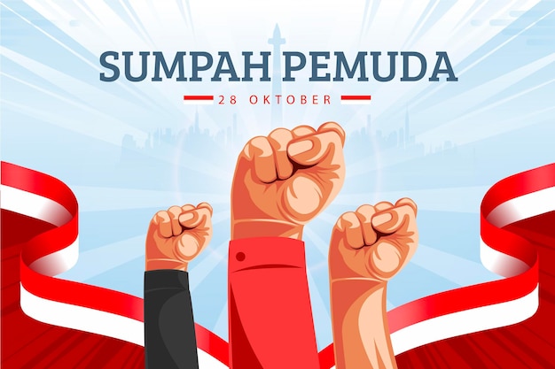 Vektor sumpah pemuda indonesien 28. oktober