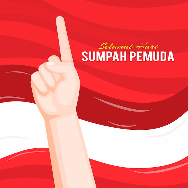 Sumpah pemuda mit flagge und hand