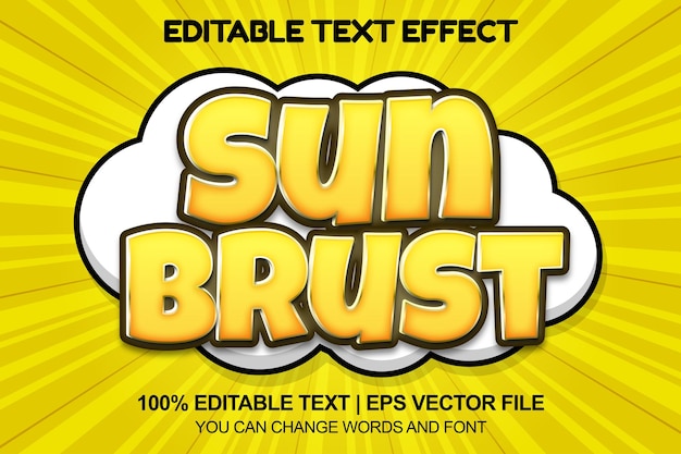 Sun burst bearbeitbarer text-comic-stil-effekt
