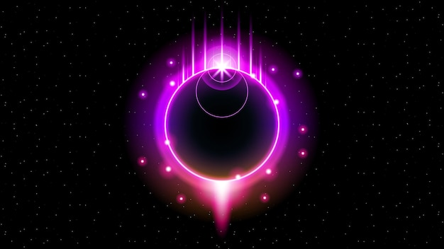 Sun eclipse pink fire dark background vector moon design style space science glow light