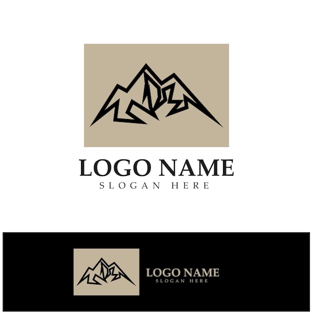 Sun mountain logo icon design stock illustration