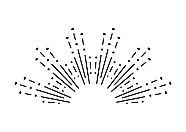 Sunburst Feuerwerk Explosion retro handgezeichneter Funkeln Bursting oder Lichtstrahlen lineare Zeichnung Vektor