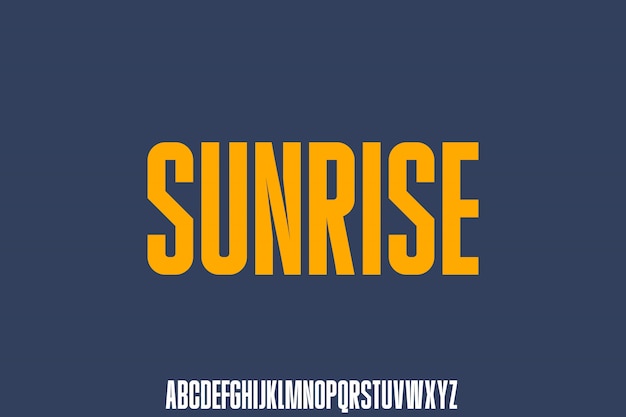 Sunrise, futuristische schrift, modernes und starkes, sportliches alphabet