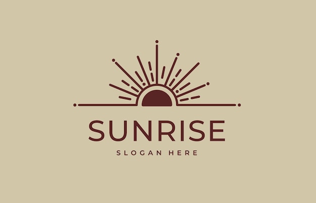 Sunrise logo kreatives modernes konzeptdesign premium abstraktes sonnenlogo sonnensymbol mit geometrischen radialen sonnenstrahlen vektorillustration