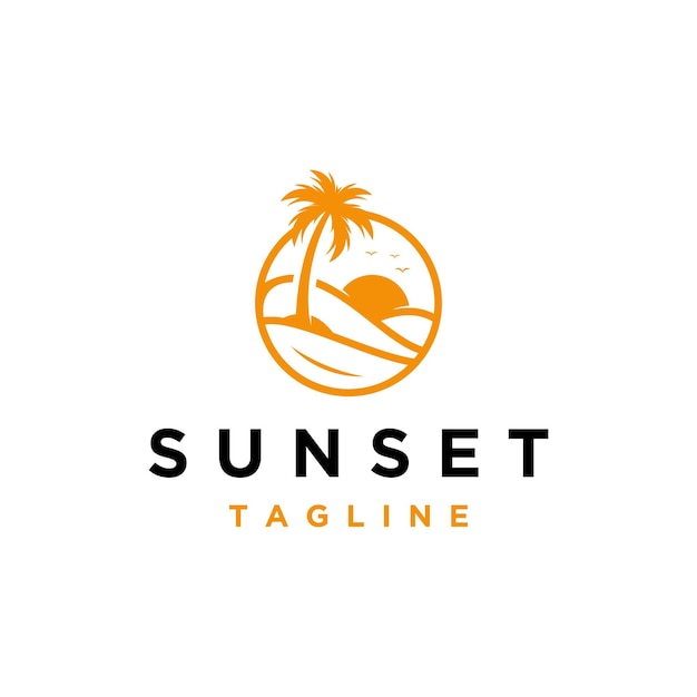 Sunset Beach Logo Design-Vorlage