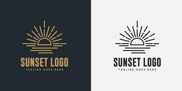 Sunset Vector minimalistisches Logo für Branding-Label