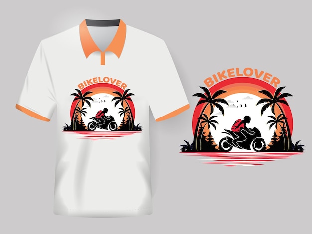 Vektor sunset view-t-shirt-design für fahrradliebhaber