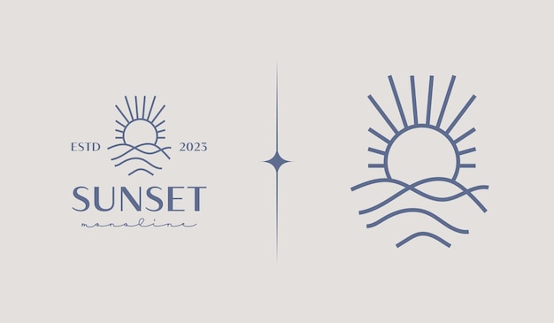 Sunset wave logo-vorlage universelles kreatives premium-symbol vektor-illustration kreatives minimal-design-vorlage symbol für die unternehmensidentität