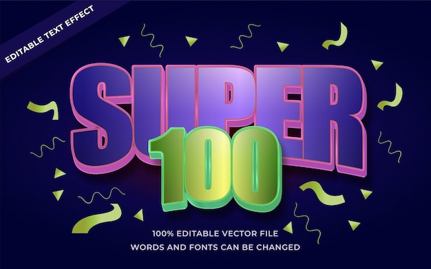 Super 100 texteffekt editierbar für illustrator