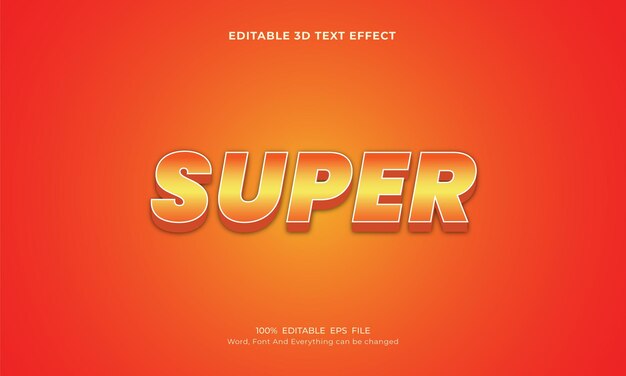 Super 3d bearbeitbare Texteffektvorlage Premium Vector