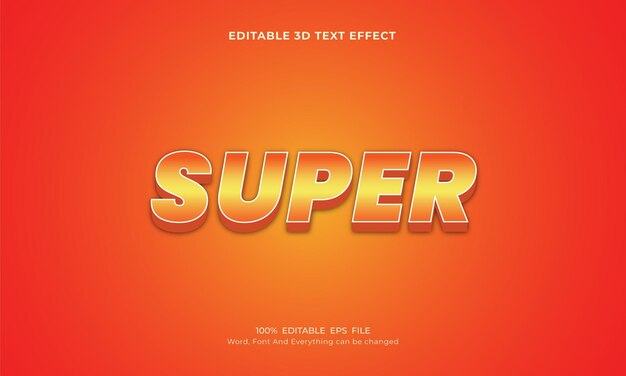 Super 3d bearbeitbare texteffektvorlage premium vector