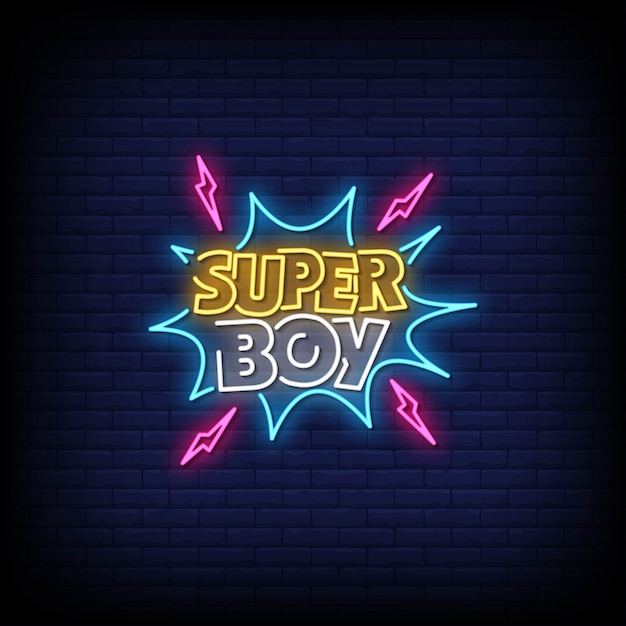 Super boy neon signs style text