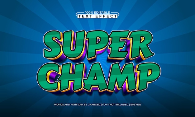 Super-Champ-bearbeitbare Texteffekte mit einem heldenhaften und mutigen Textstil