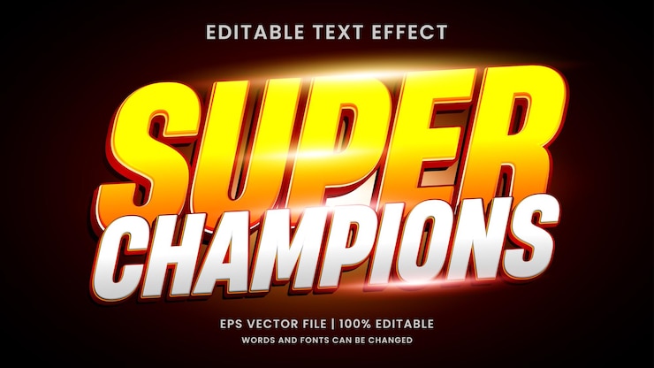 Vektor super-champions bearbeitbare texteffekte
