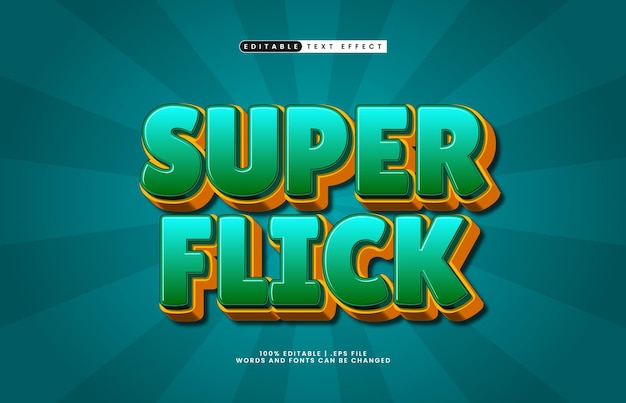 Super flick-bearbeitbare Texteffekte mit einem Super- und Kids-Text-Stil