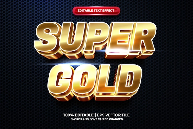 Super gold team zeichentrickfilme bold 3d editierbarer texteffekt-stil