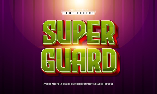 Super-Guard-bearbeitbare Texteffekte mit einem Helden und einem Super-Text-Stil