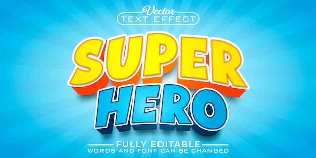 Super hero cartoon bearbeitbare texteffektvorlage