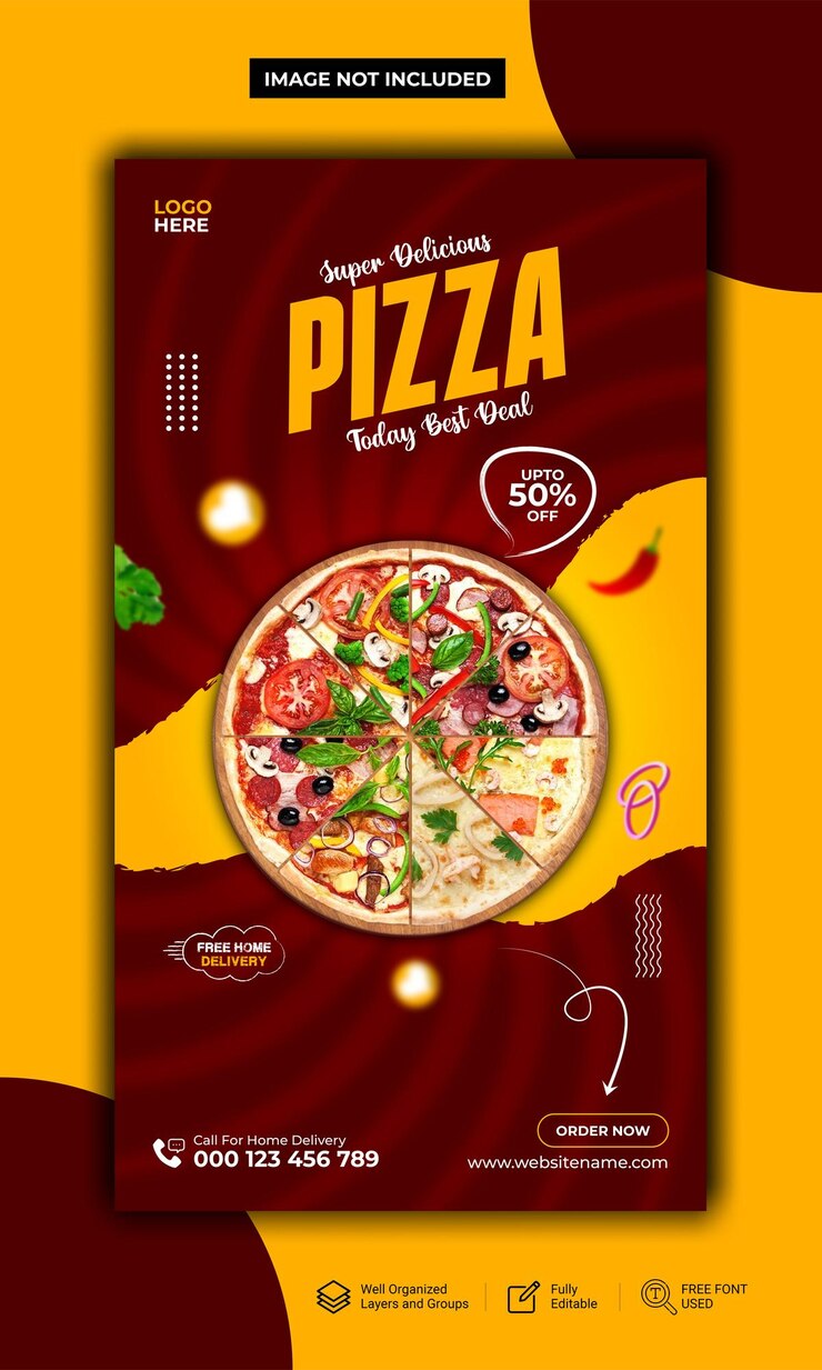 Super leckere und spezielle Pizza-Social-Media- und Instagram-Story-Vorlage