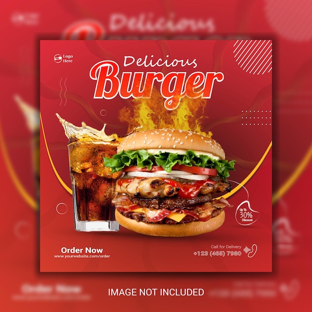 Super leckeres burger-food-social-media-post-design oder restaurant-social-media-food-design-vorlage