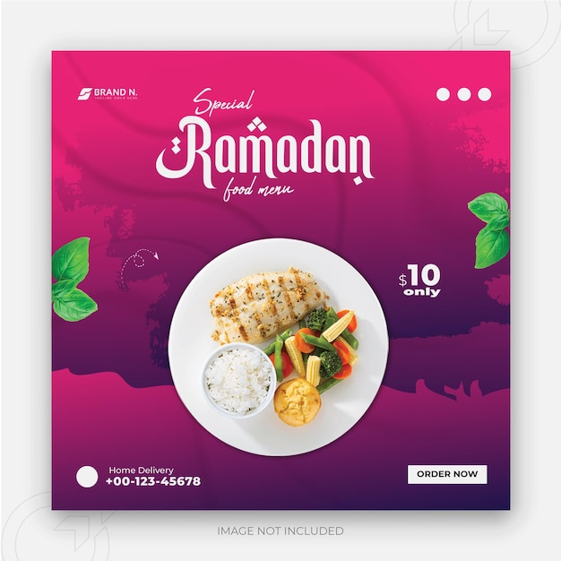 Super leckeres design der ramadan kareem-speisekarte für social-media-beiträge