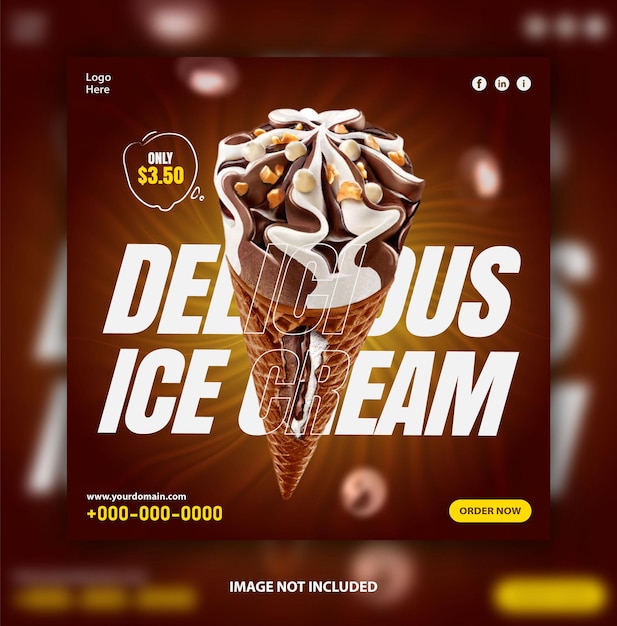 Super leckeres eis social-media-banner oder post-design-vorlage