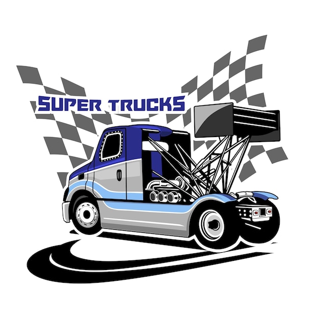 Super lkw halb lkw art rennen design symbol logo illustration vektor