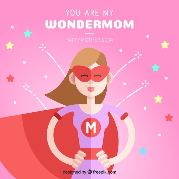 Super mom hintergrund mit sternen in flachem design