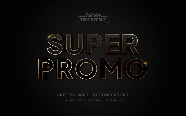 Vektor super promo gold 3d eleganter bearbeitbarer texteffekt-schriftstil