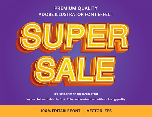 Vektor super sale 3d einfach bearbeitbare font-effekt