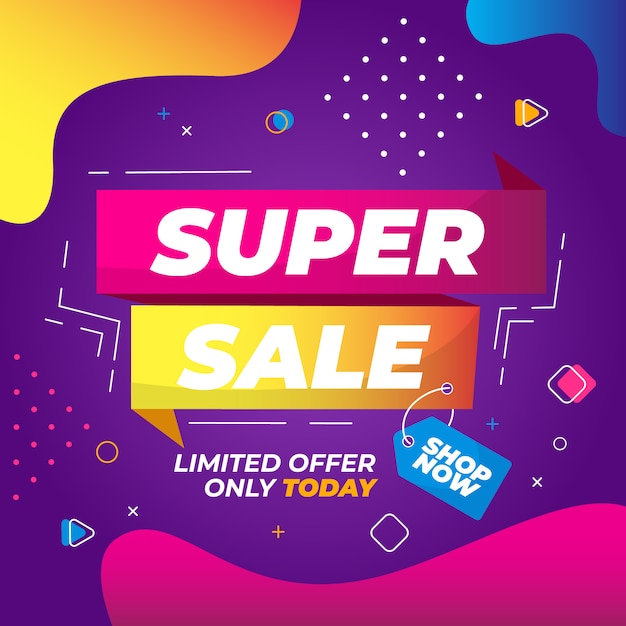 Super sale banner template design für medienwerbung und social media promo