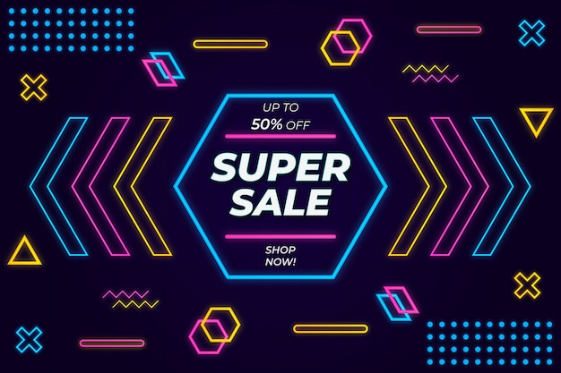 Super sale hintergrund glow in the dark memphis style