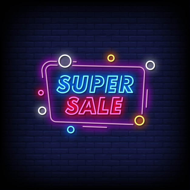 Super sale leuchtreklame stil text