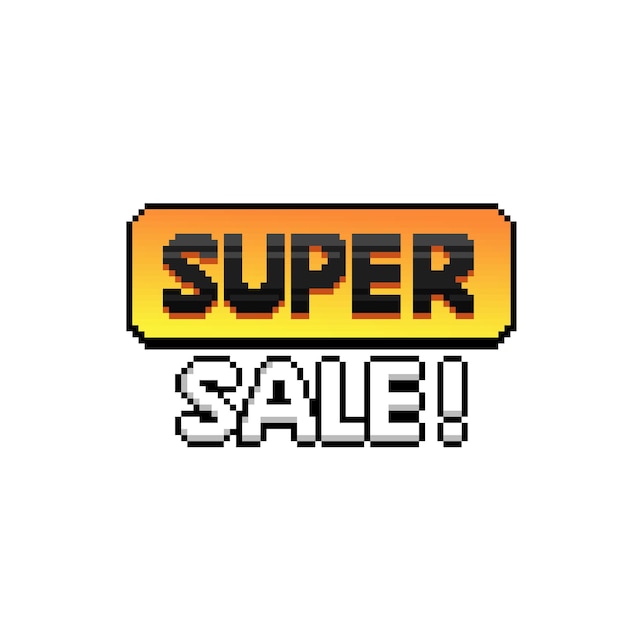 Super-Sale-Textaufkleber im Pixel-Art-Stil