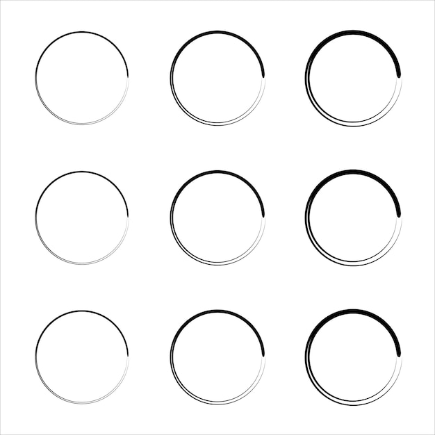 Super-satz von kreisen linien vector grunge runde formen doodle-kreise für designelemente