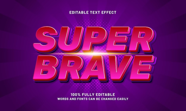 super tapfer redigierbarer Text-Effekt mit einem Helden und Super-Text-Stil