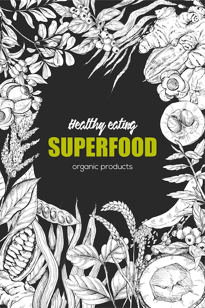 Superfood, realistischer skizzenrahmen