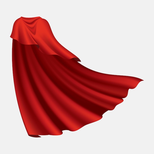 Superheld roter Umhang im Hintergrundbild scharlachrot Stoff Seidenmantel Kostüm oder Cover Cartoon Vektor