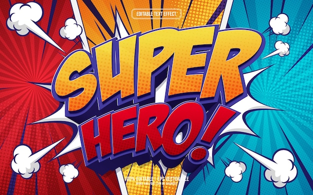 Superhelden-Comic-Cartoon-Stil 3D-bearbeitbare Texteffekt