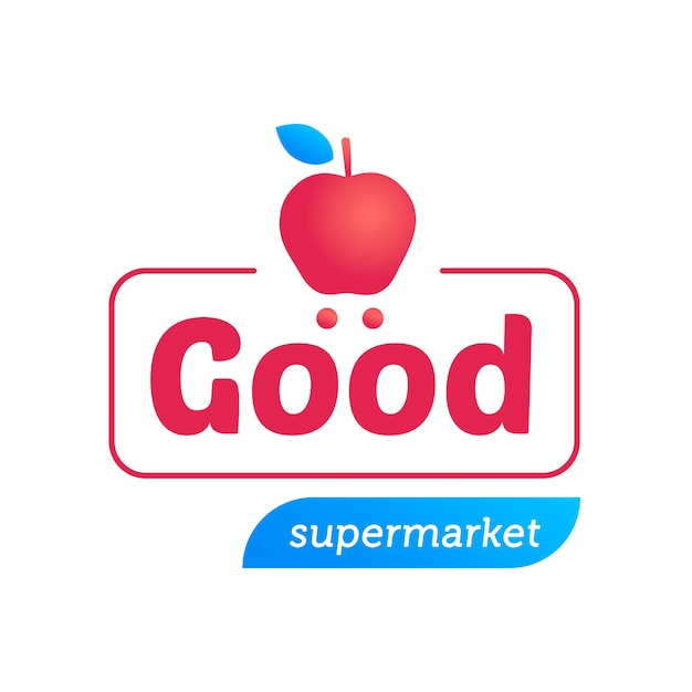 Supermarkt-logo mit apfel