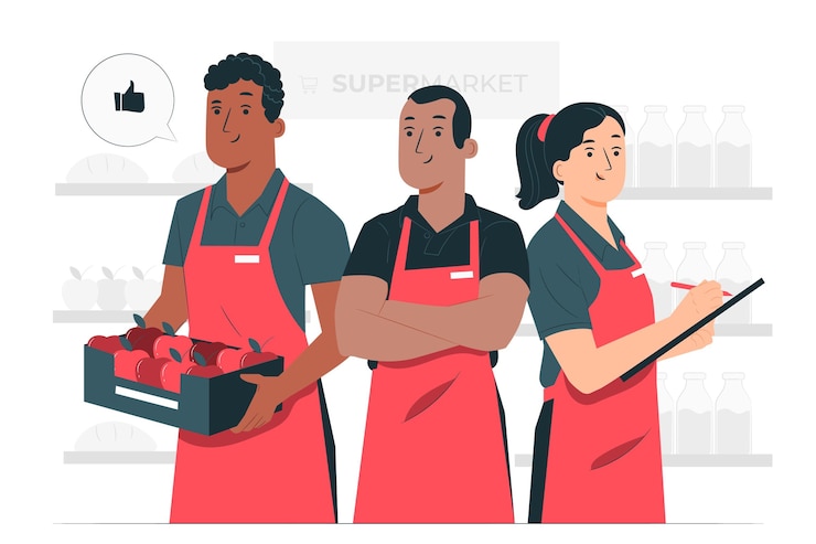 Vektor supermarktarbeiter-konzeptillustration