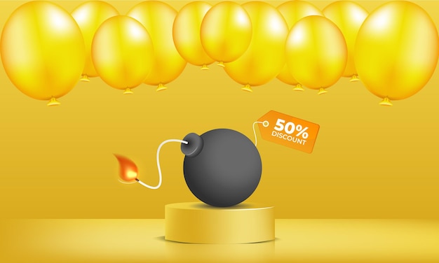 Supersale mit gelbem ballonvektor