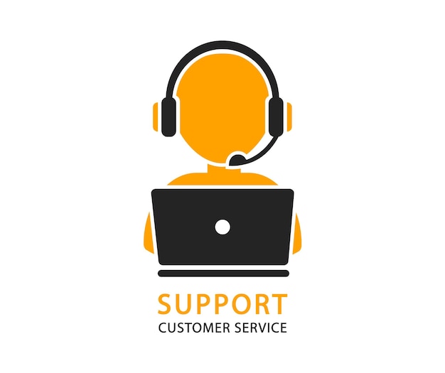 Vektor support-service mit kopfhörern