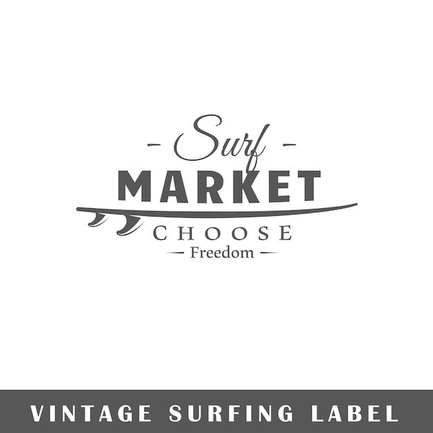 Surf-etikett isoliert auf weißem hintergrund