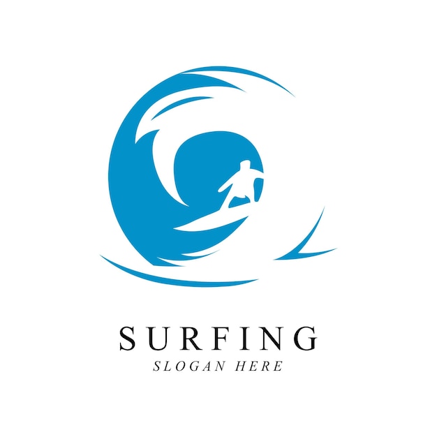 Surfen mann logo vektor vorlage design