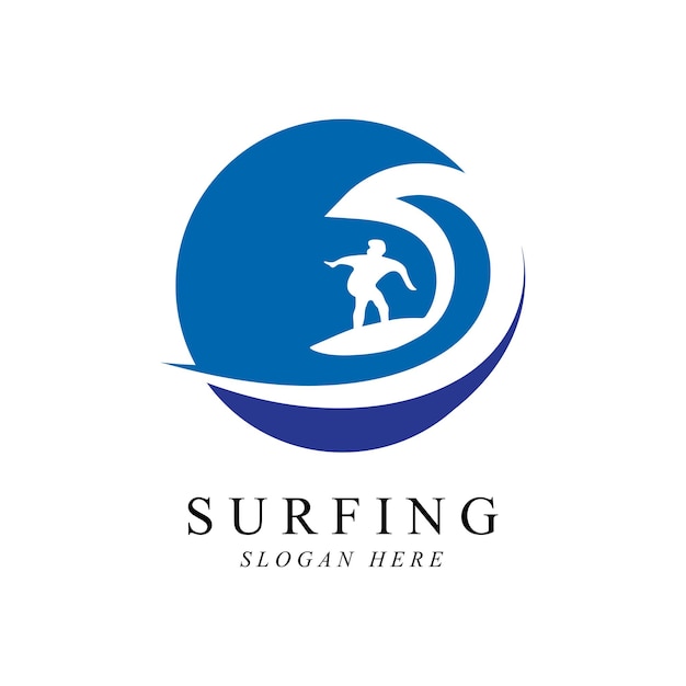 Surfen mann logo vektor vorlage design