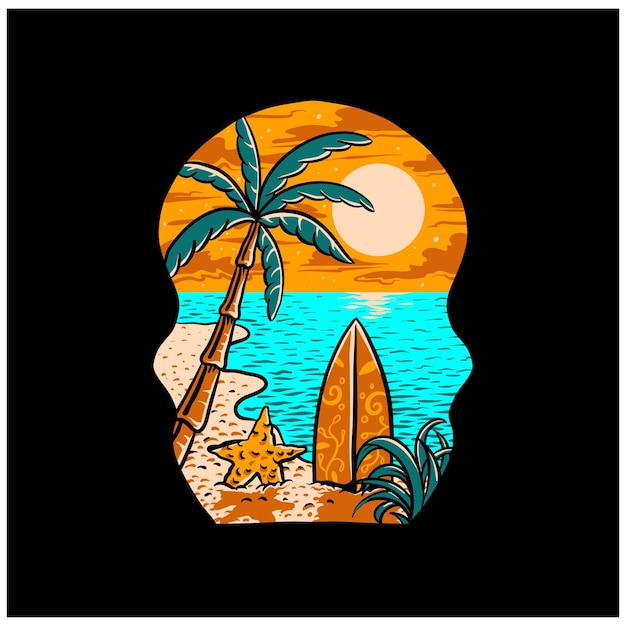 Vektor surfen tolle vibes sea beach t-shirt design vektor illustration