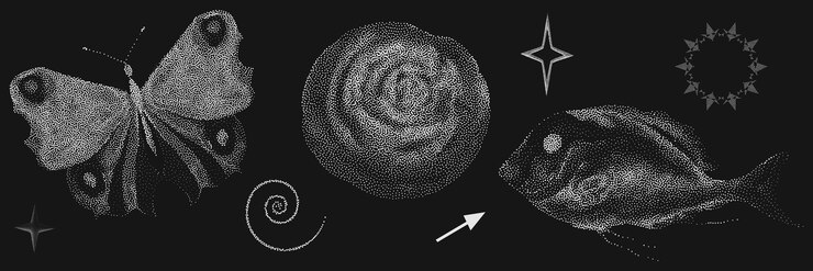 Vektor surrealistische schwarz-weiß-zeichnung von schmetterlingsfisch und rose